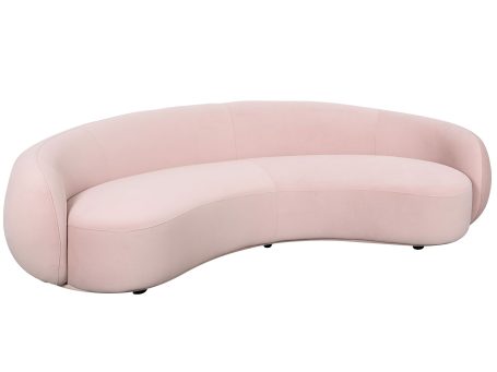 Designerska sofa łukowa w różu z welurową tapicerką do salonu