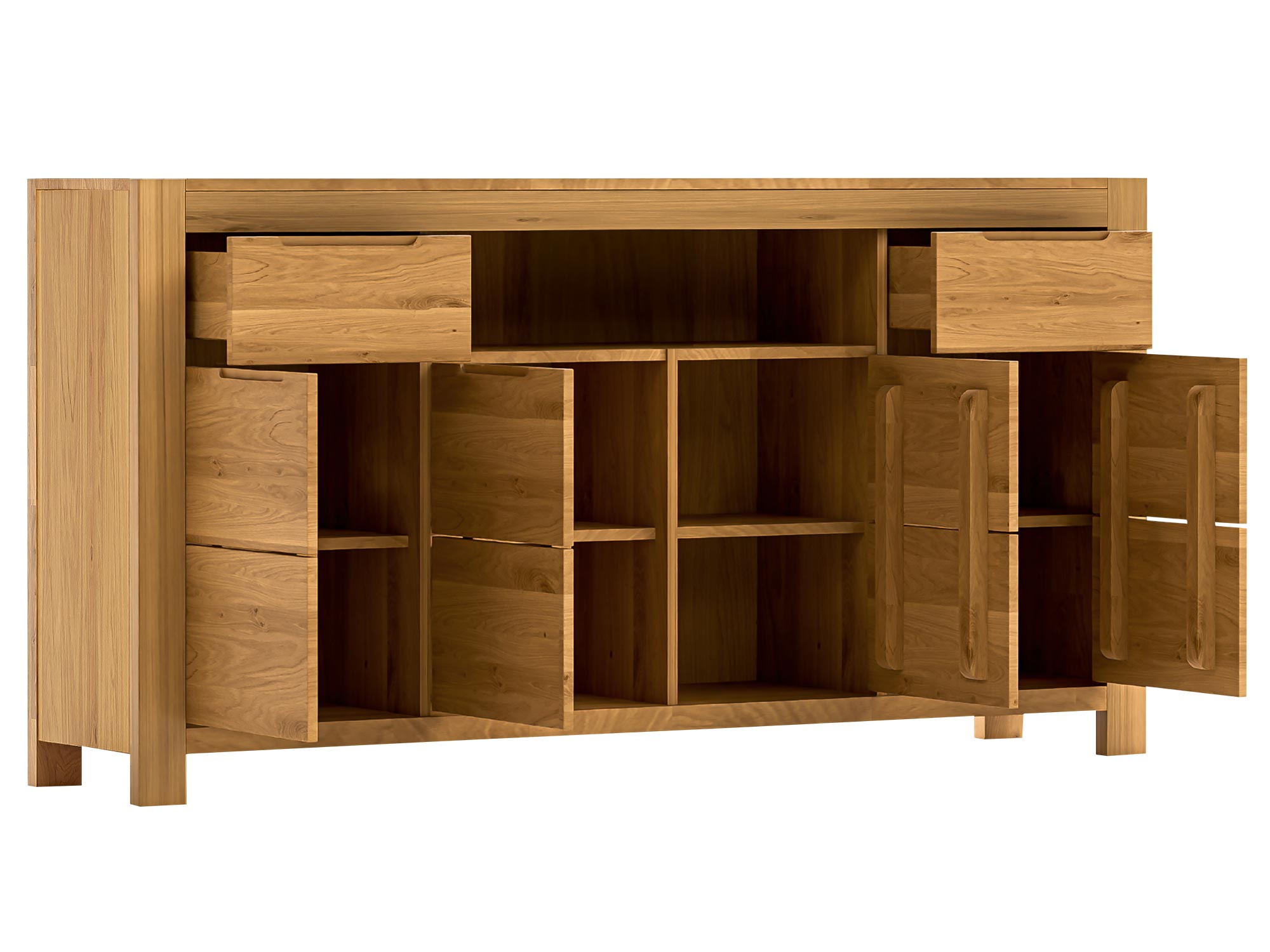 Komoda z otwartą wnęką, dwoma szufladami oraz otweiranymi drzwiczkami