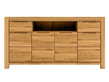Komoda z otwartą częścią środkową i bocznymi szufladami