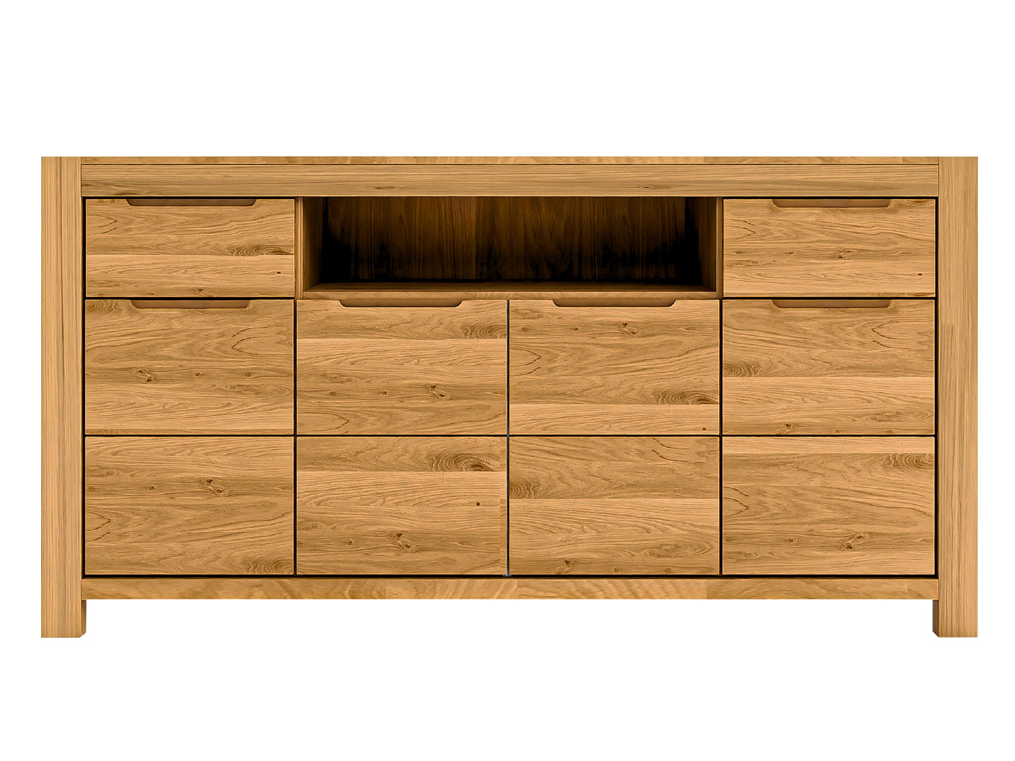 Komoda z otwartą częścią środkową i bocznymi szufladami