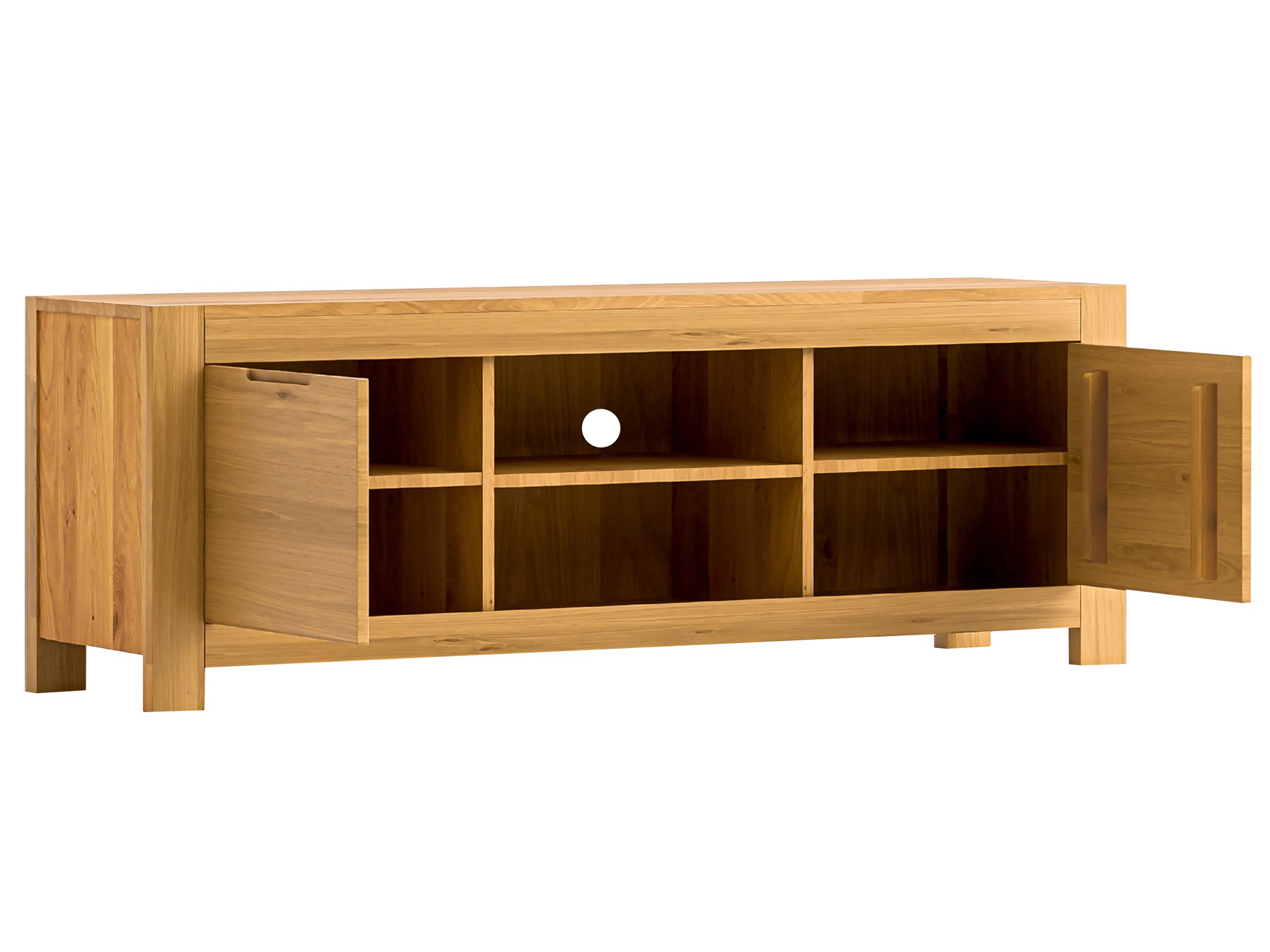 Szafka RTV z dwiema otwartymi półkami i szeroką szufladą