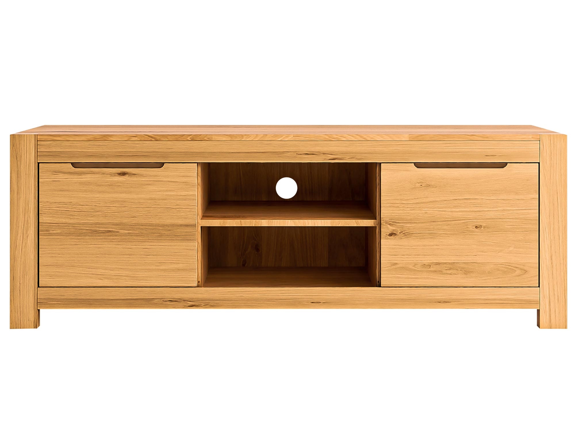 Szafka RTV z dwiema otwartymi półkami i szeroką szufladą