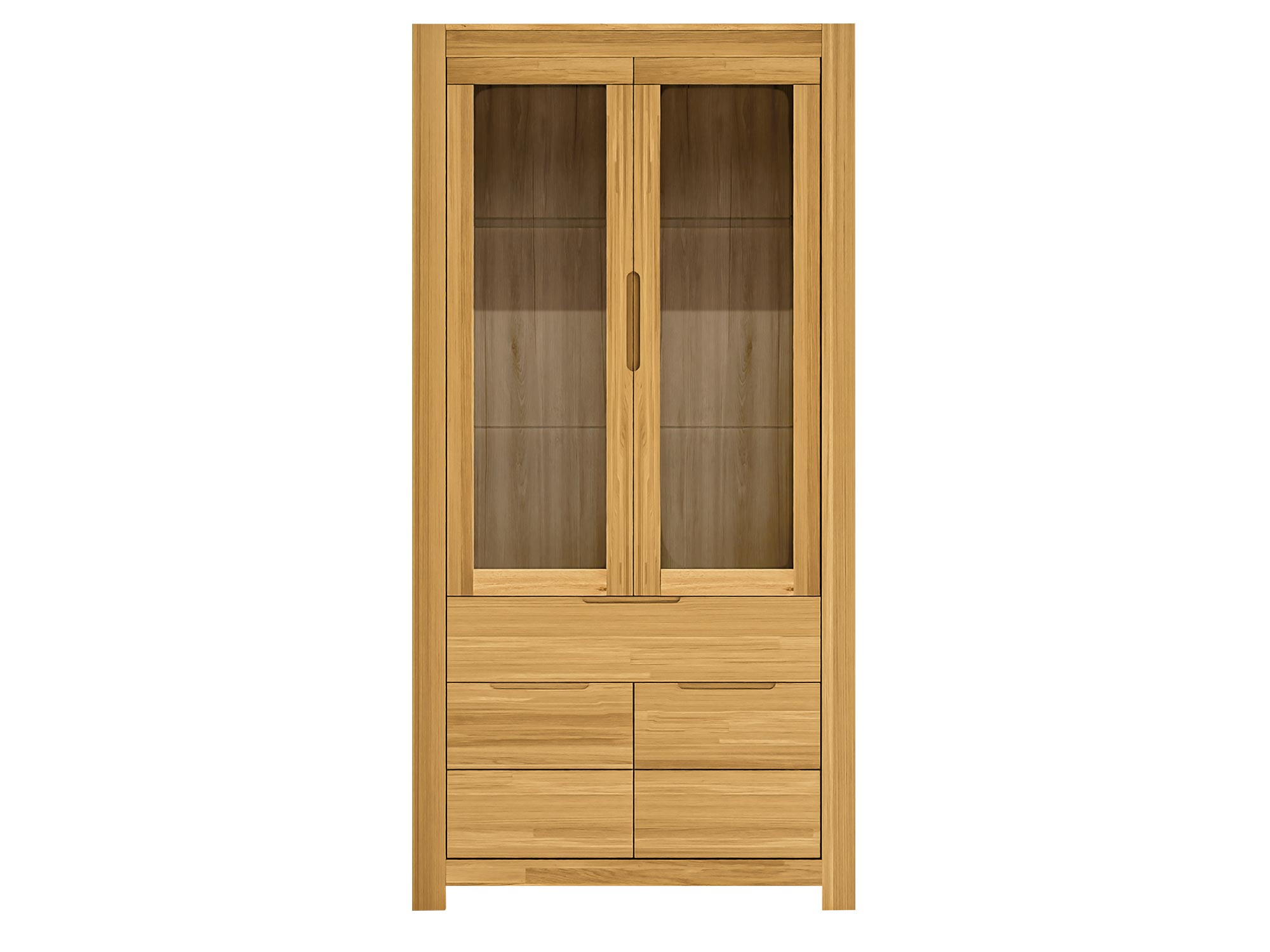 Witryna z dwuskrzydłowymi przeszkleniami i dolnymi szufladami