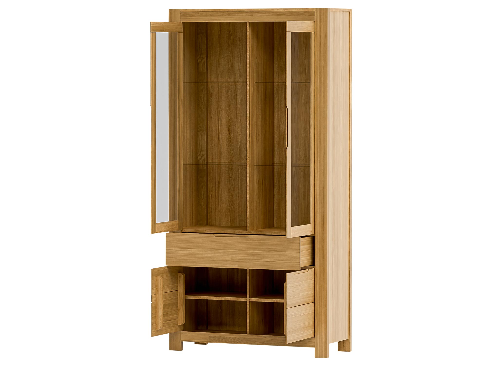 Otwarta witryna z półkami i przeszkleniem