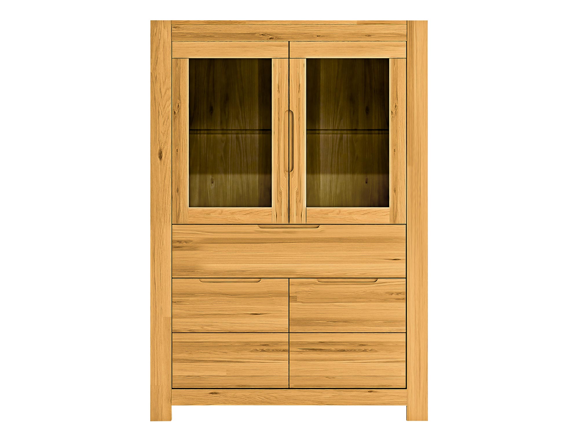 Przeszklona witryna z dwoma frontami i trzema szufladami