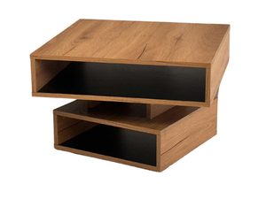 Miniaturka 2 - Stolik kawowy dębowy obrotowy z półkami perspektywa boczna