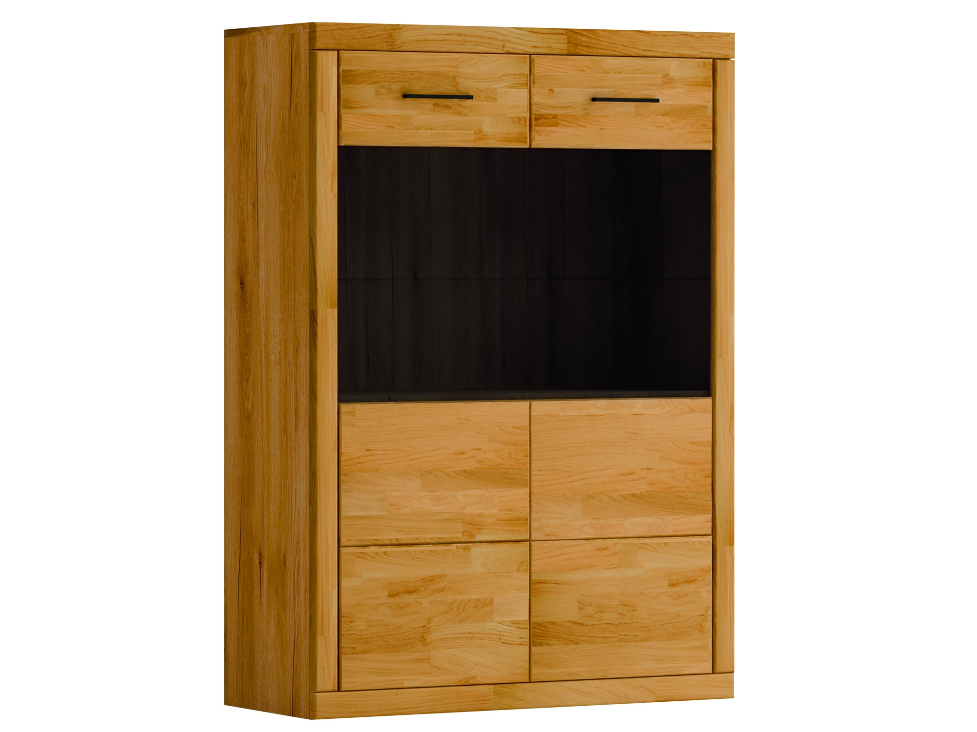 Komoda a stojąca z dużą szybą i drewnianą ramą