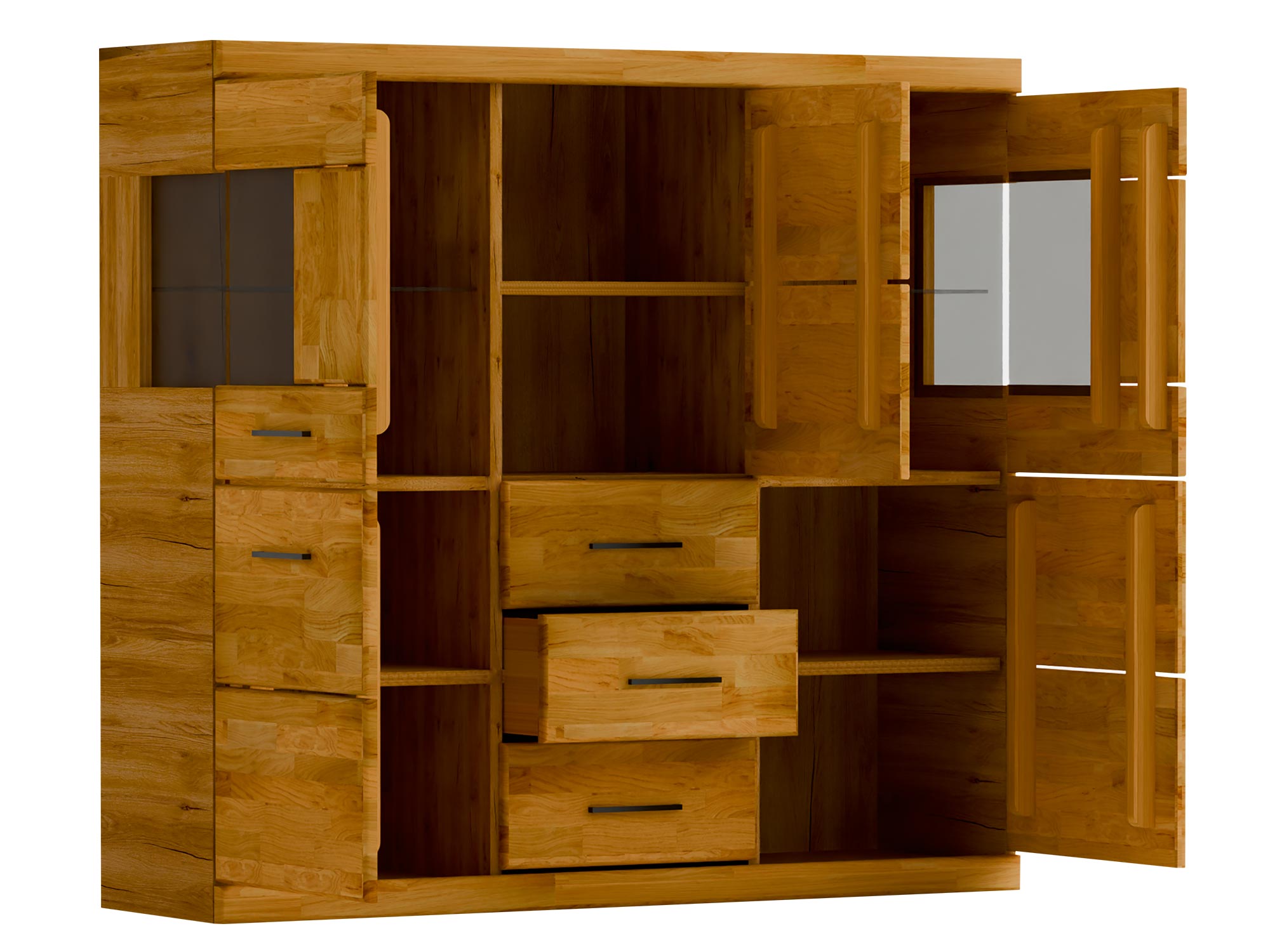 Komoda z czarnymi szybami i centralną szufladą