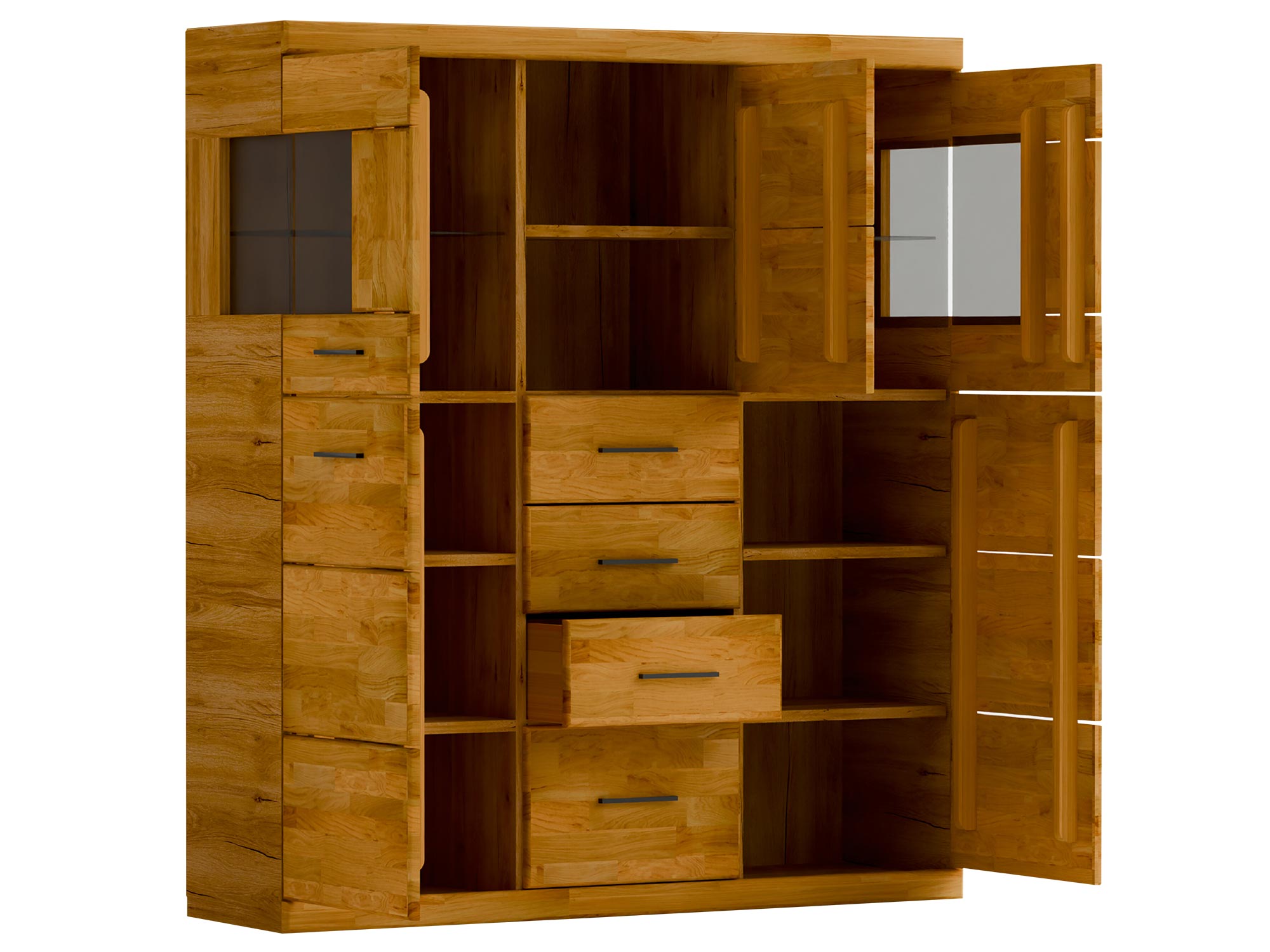 Wysoka komoda z otwieranymi szufladami, drewniana