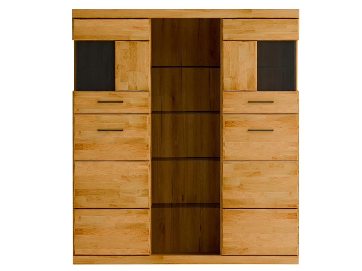 Eichenvitrine mit Glas 125 cm AVERO 86