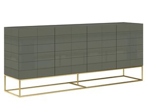 Miniaturka 1 - Komoda z połyskiem w kolorze khaki na złotym stelażu