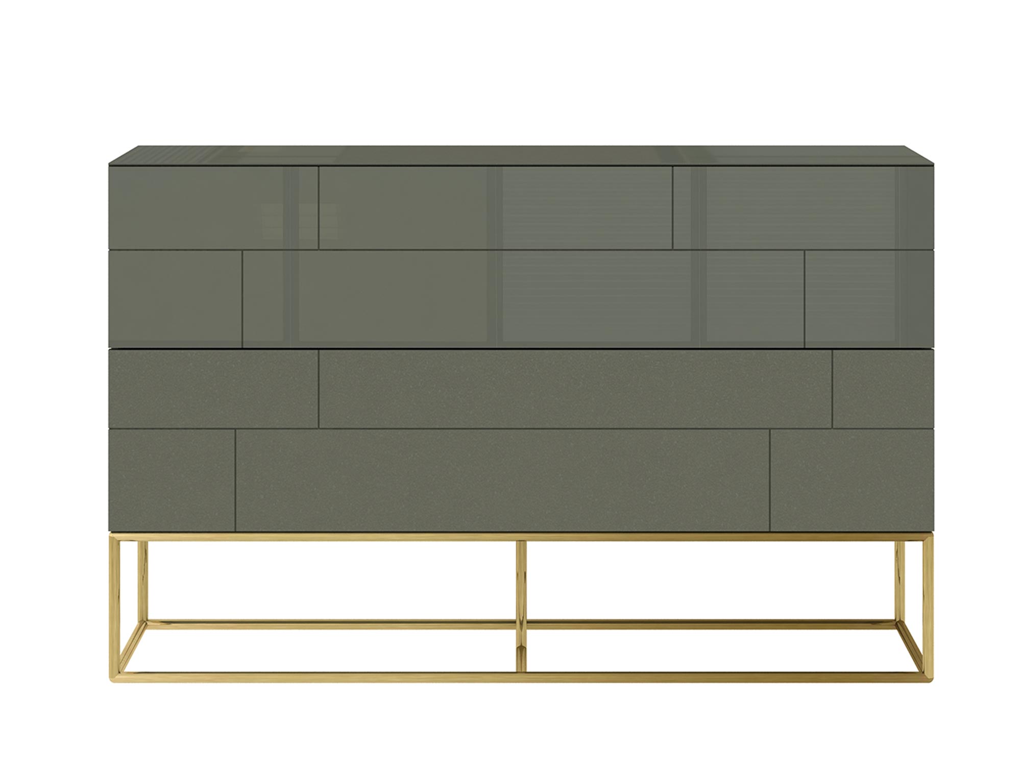 Designerska komoda w stylu glamour z geometrycznym frontem