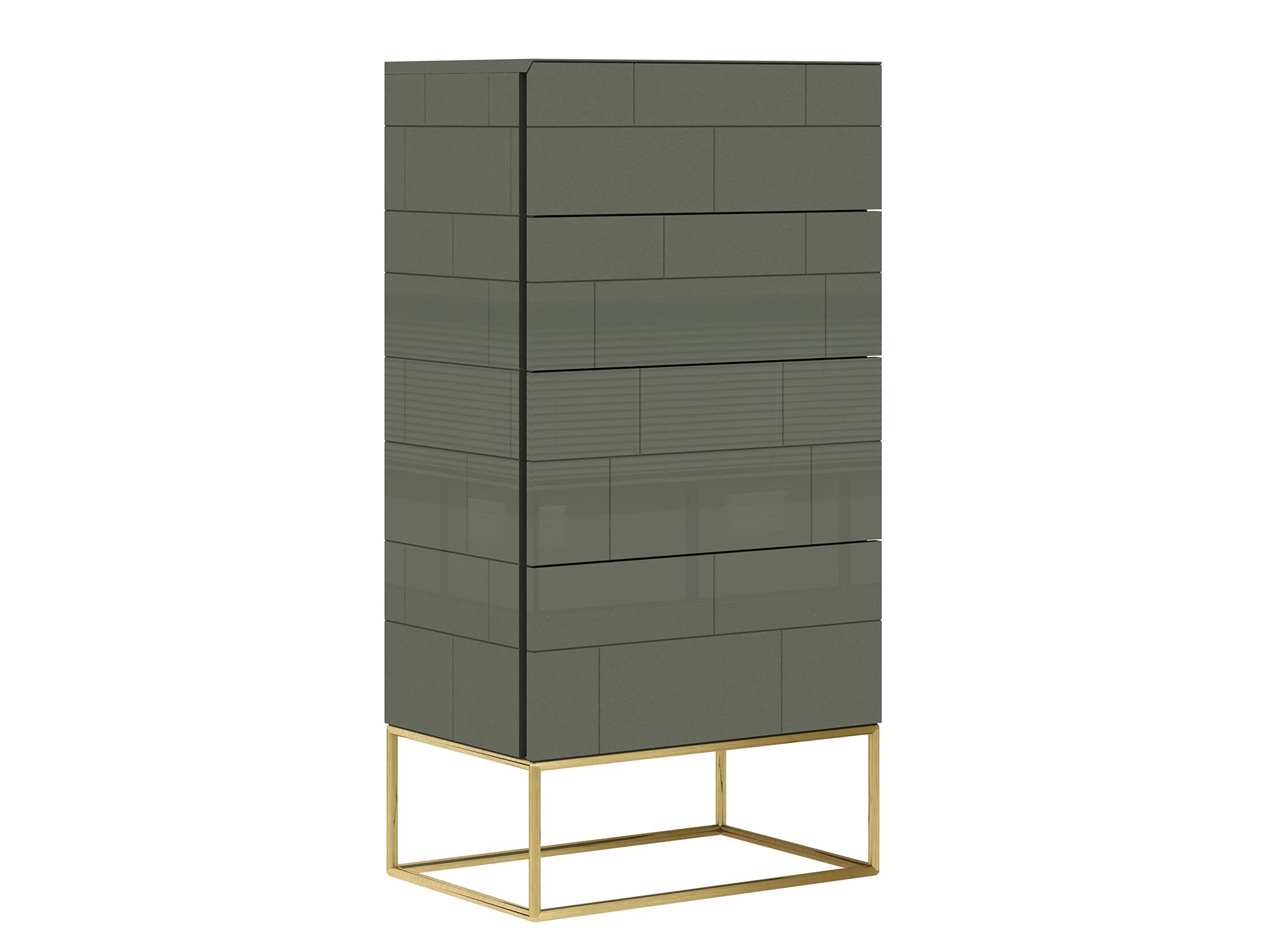 Komoda modern w zieleni ze złotymi nogami