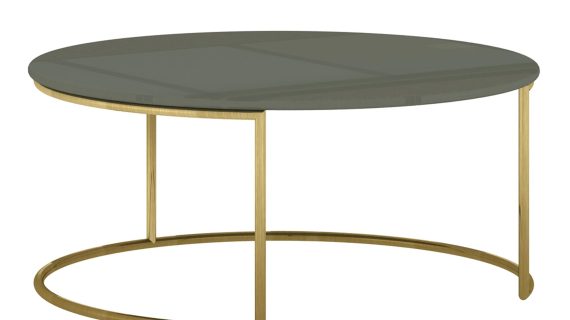 Miniaturka 1 - Stolik kawowy w stylu modern classic z blatem w kolorze cementowej zieleni