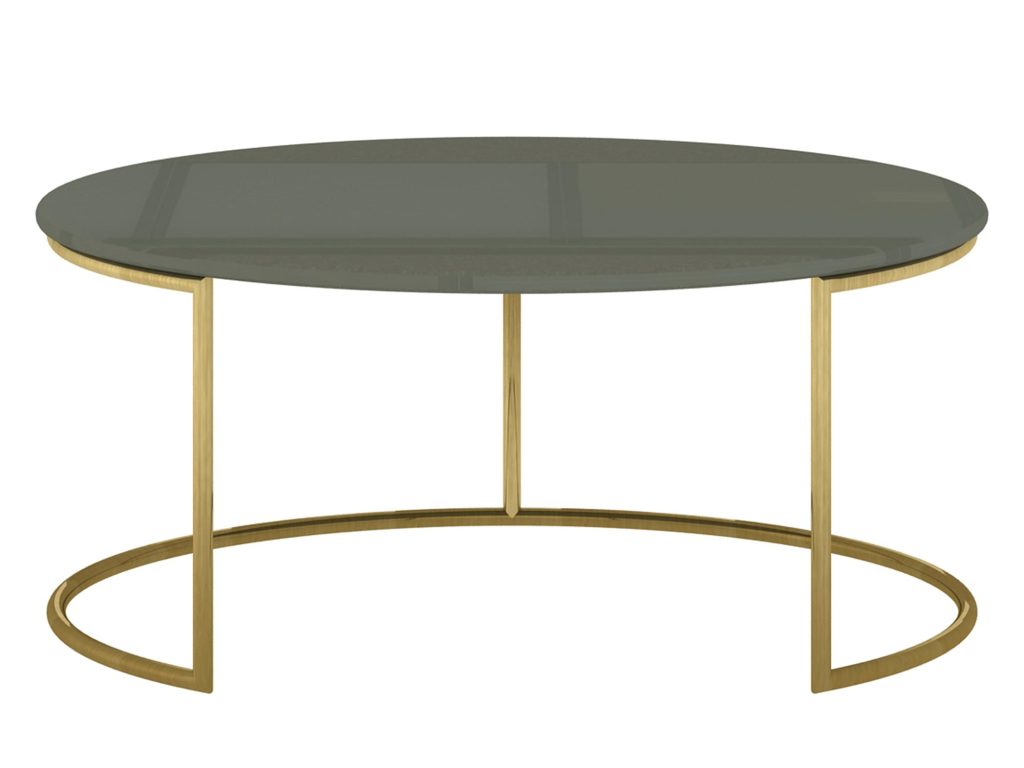 Stolik kawowy modern classic w cementowej zieleni z złotymi nogami – Blossom Grove