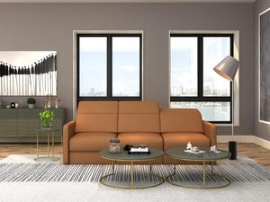 Miniatura 2 - Elegantní obývací pokoj s oranžovou pohovkou a stolkem glamour