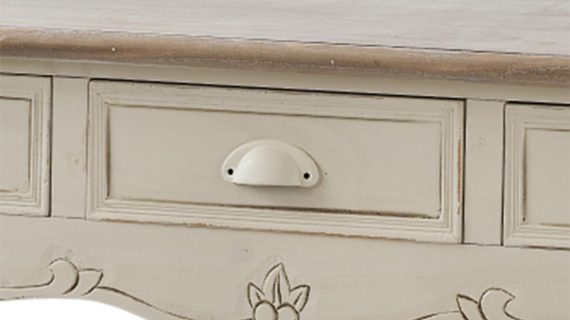 Miniaturka 1 - Drewniana konsola z dekoracyjnymi frontami w stylu prowansalskim kolor kremowy