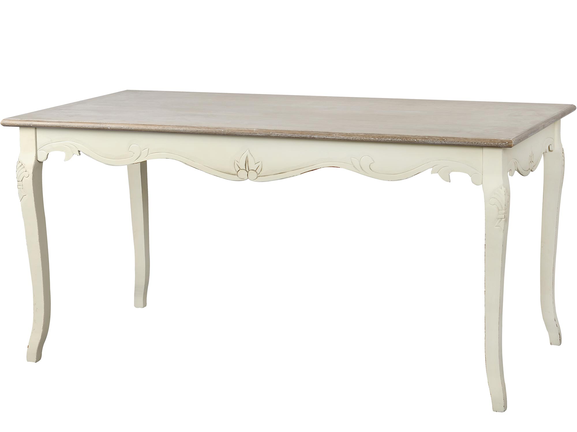 Drewniany stół z dekoracyjnymi frontami w stylu prowansalskim kolor biały