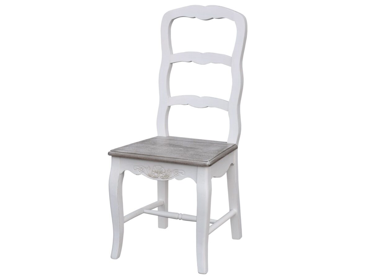Krzesło prowansalskie z drewnianym siedziskiem – Sorrento White