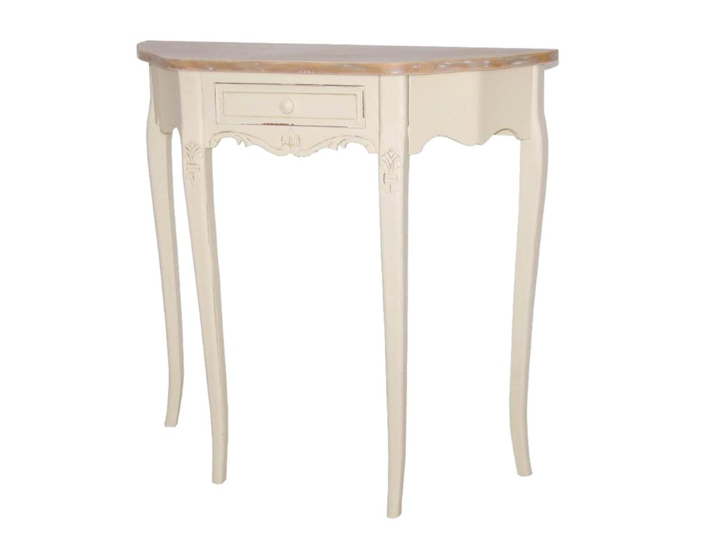 Prowansalska Konsola z Metalowymi Uchwytami i Jasnobrązowym Blatem – Sorrento