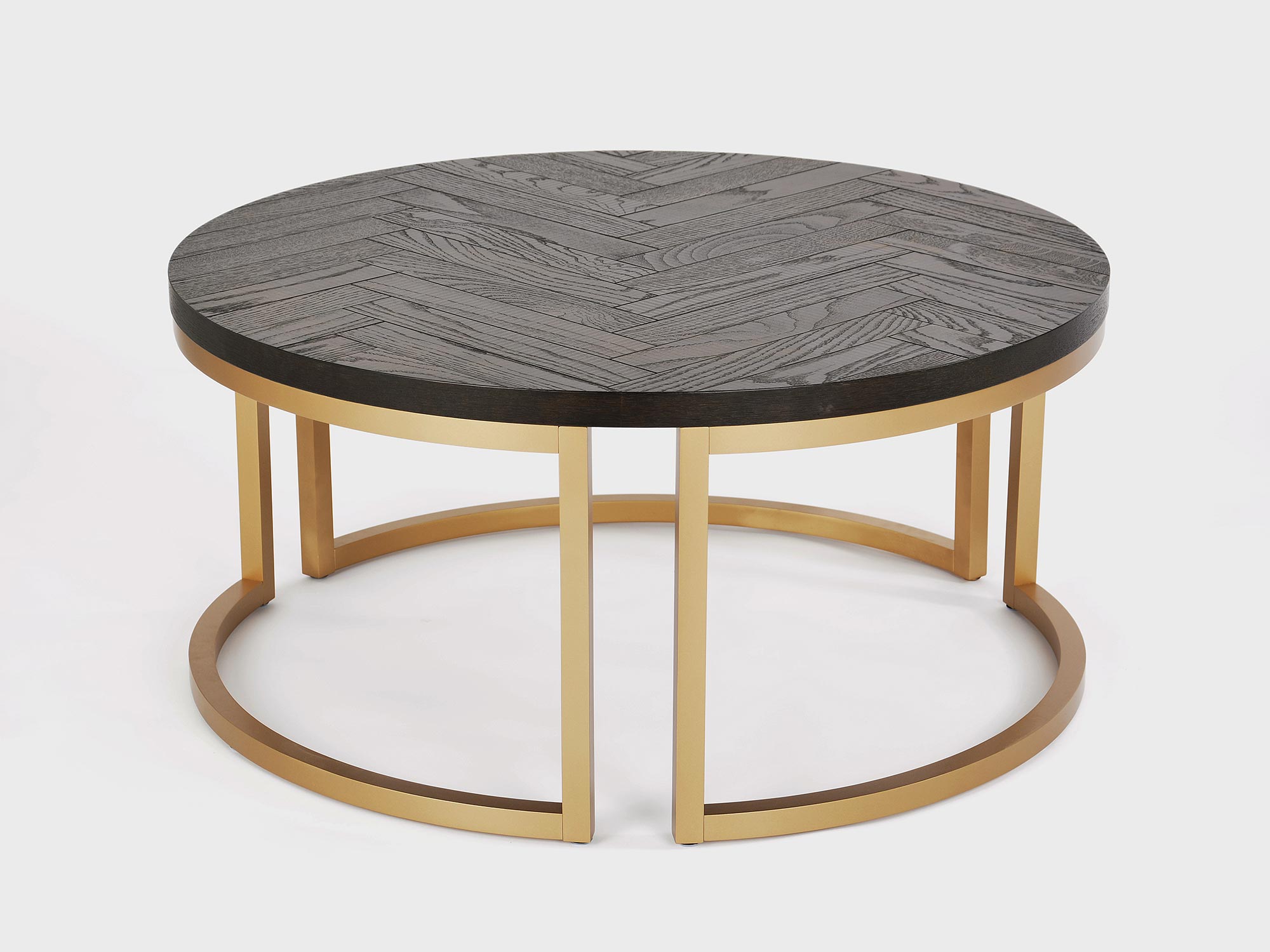 Stolik okrągły glamour z czarnym blatem i ozdobnym stelażem Stolik okrągły glamour z czarnym blatem i ozdobnym stelażem