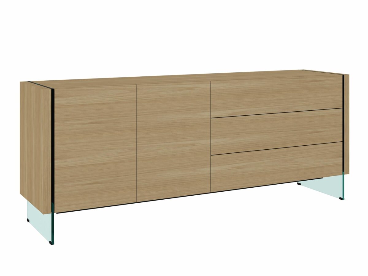 Eichefurnier-Kommode mit Glasfüßen TRIBECA