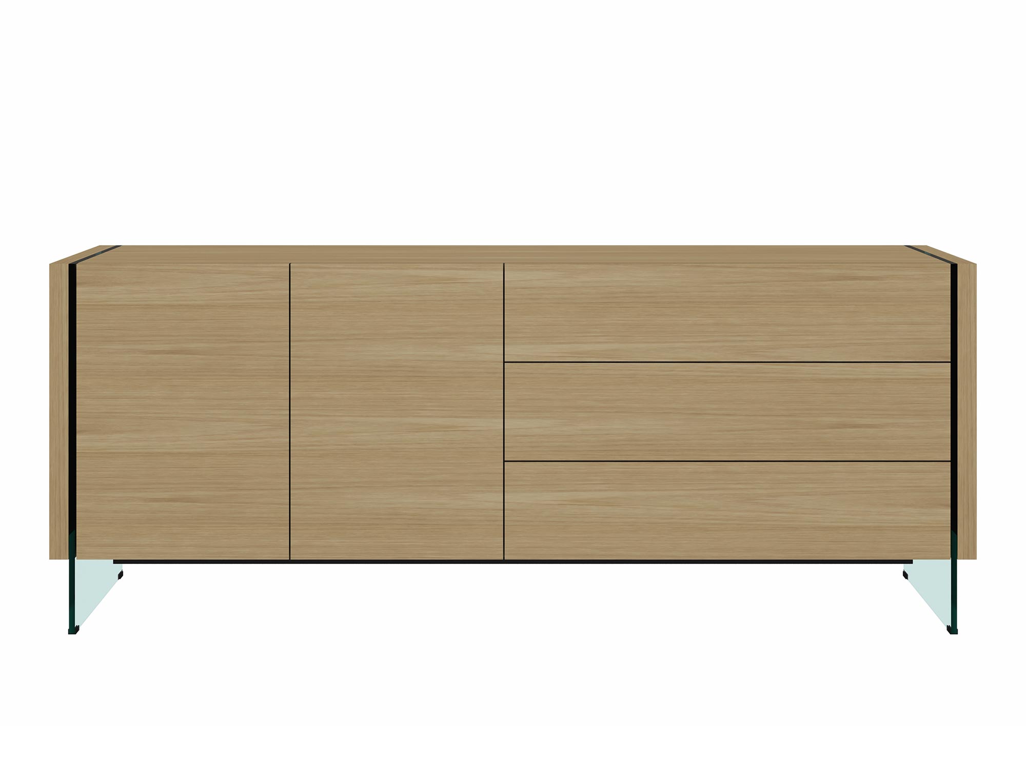 Komoda w stylu skandynawskim w kolorze dębowym i prostym frontem