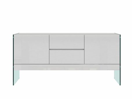 Biała komoda z gładkim frontem i lustrzanymi bokami do sypialni