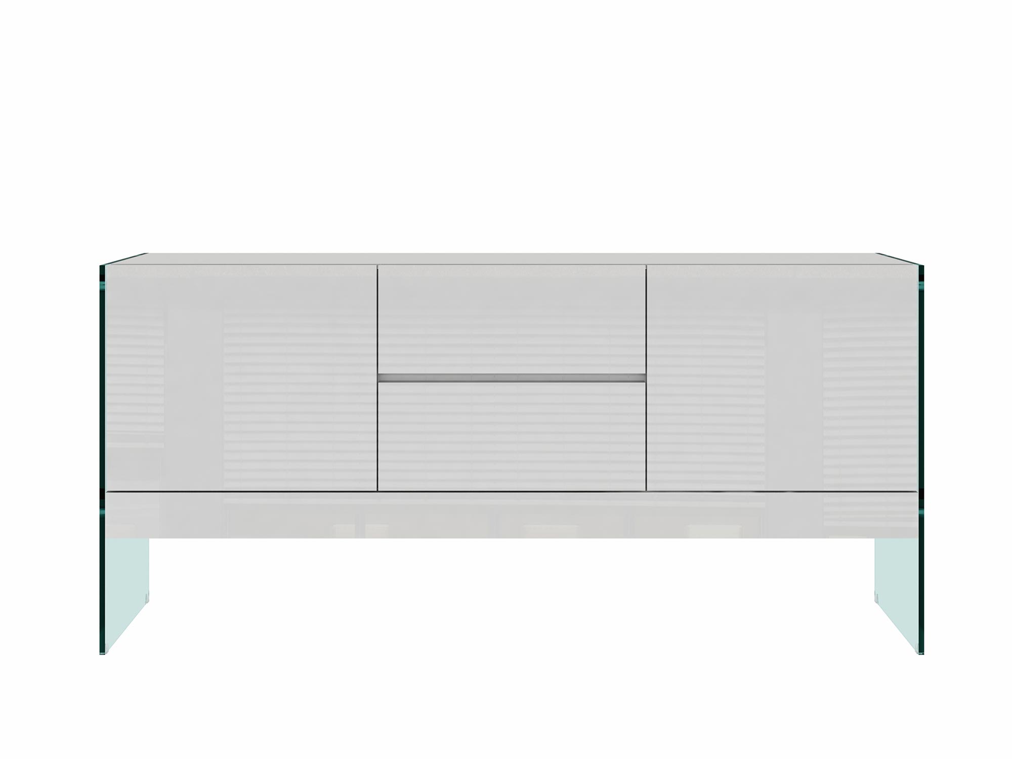 Biała komoda z gładkim frontem i lustrzanymi bokami do sypialni