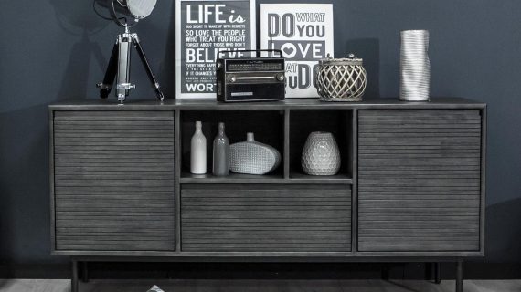 Miniaturka 5 - Nowoczesna szafka RTV w stylu industrialnym z otwartymi półkami