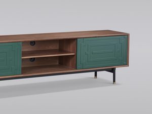Miniatura 1 - Moderní komoda RTV se zelenými drzwiczkami a černými detalami
