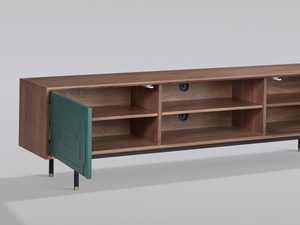 Miniatura 2 - Komoda RTV ve stylu retro v barvě orzecha z geometrycznymi čely