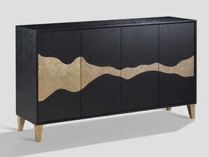Miniatura 1 - Designová komoda v czarno-zlaté barvě z geometrycznym čelem