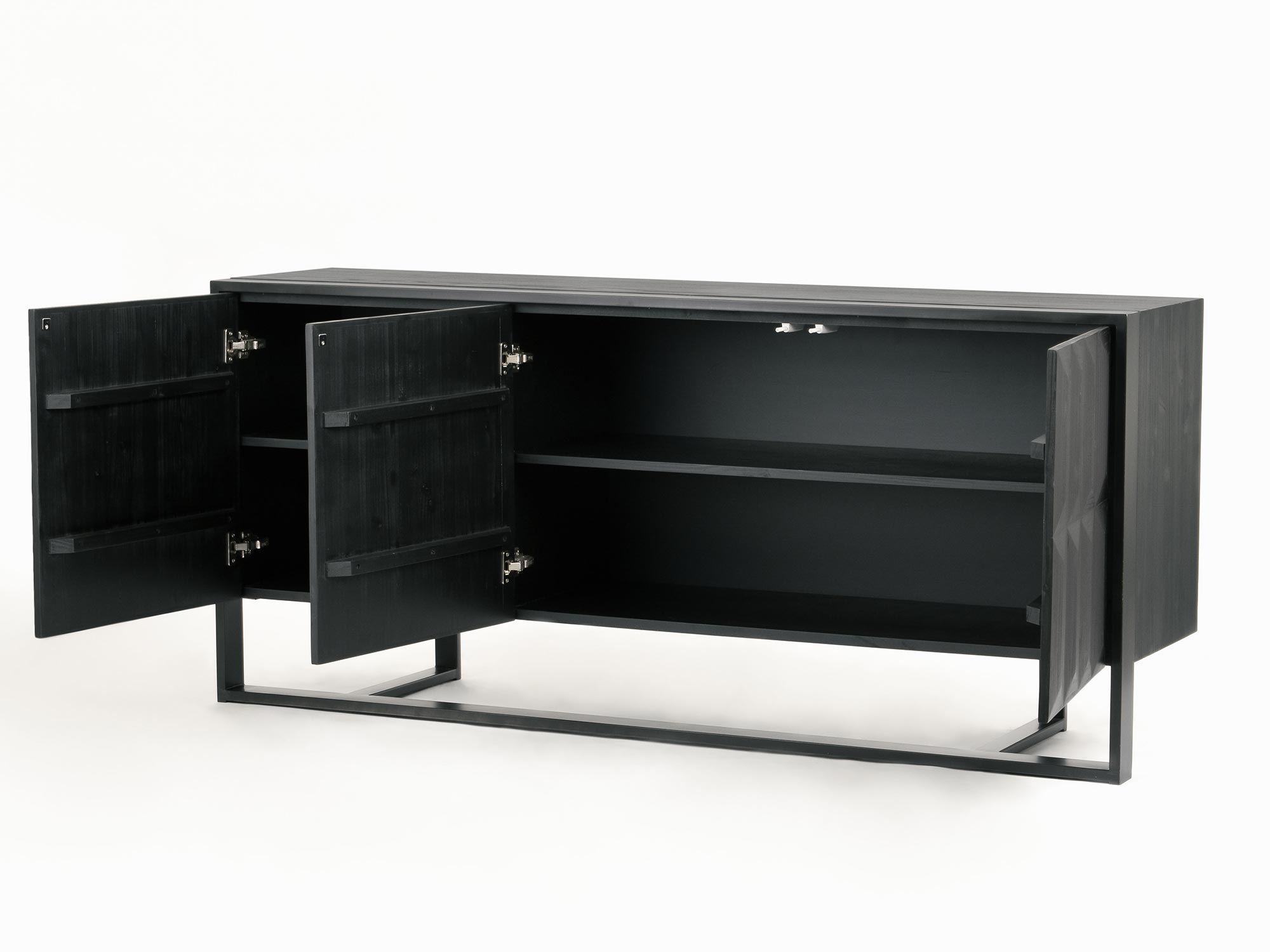 Czarno-szara komoda o geometrycznym wzorze i eleganckiej formie