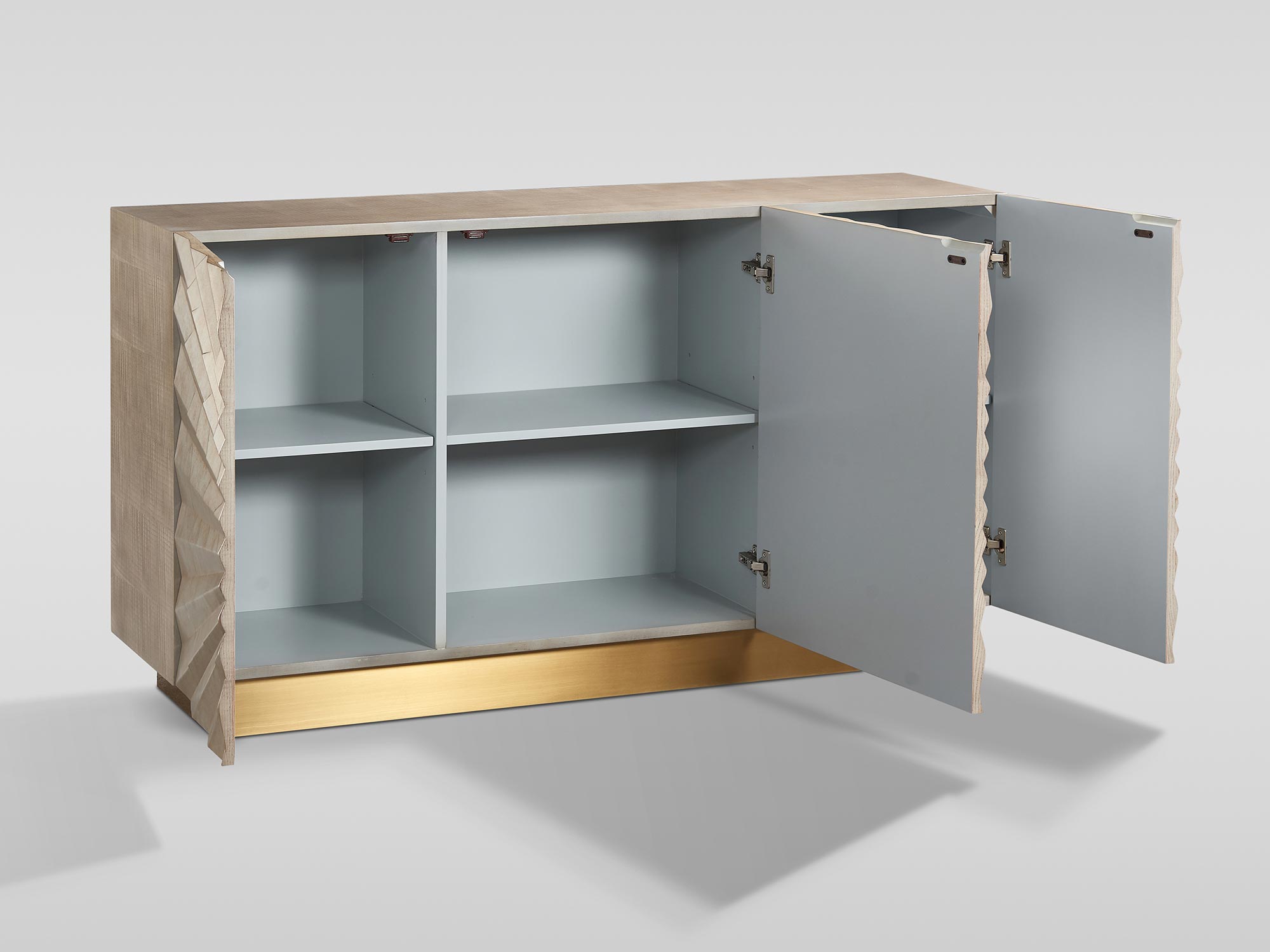 Nowoczesna szampańska komoda z geometrycznym wzorem origami