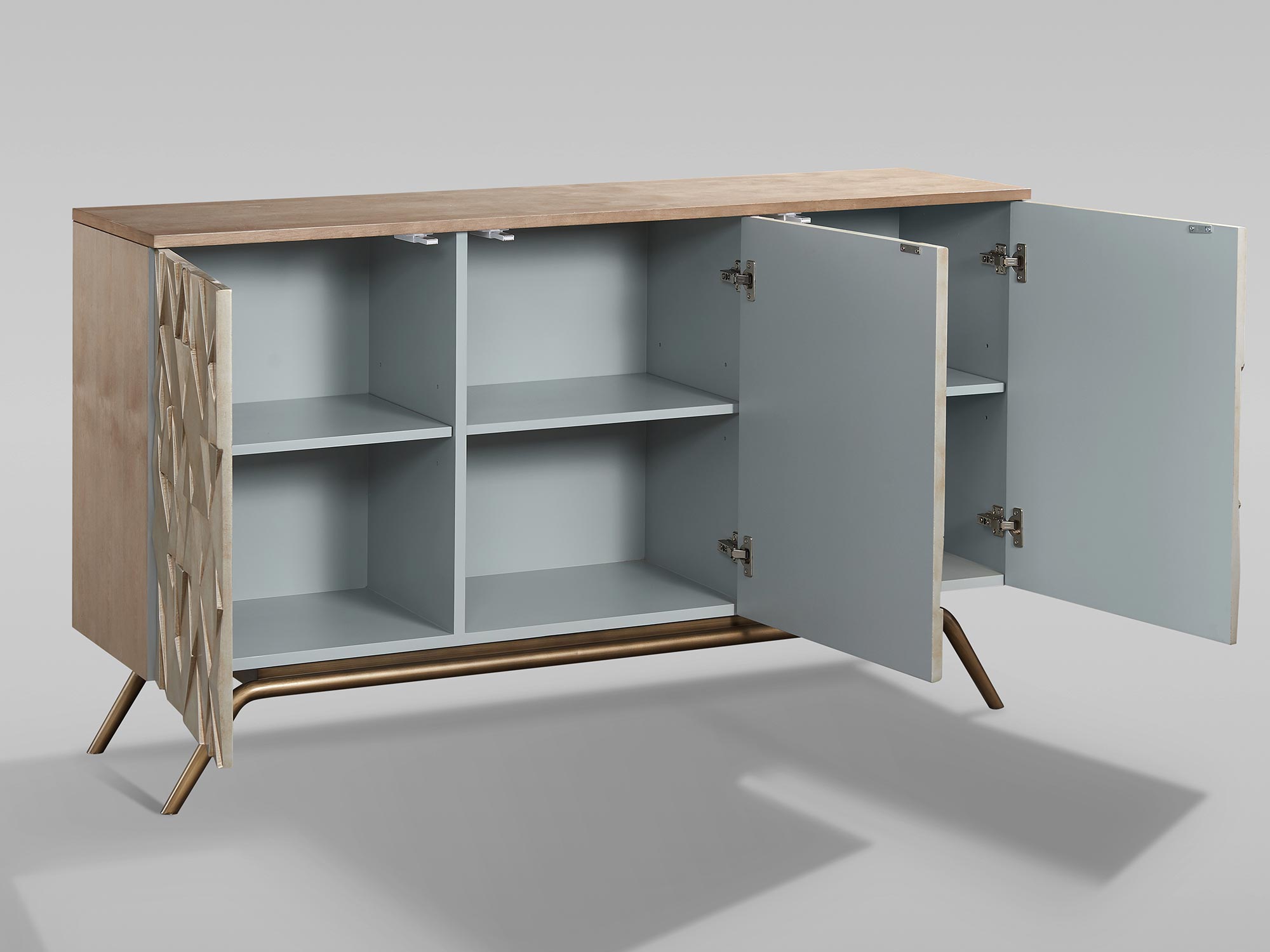 Elegancka komoda w szampańskim kolorze z wzorem origami