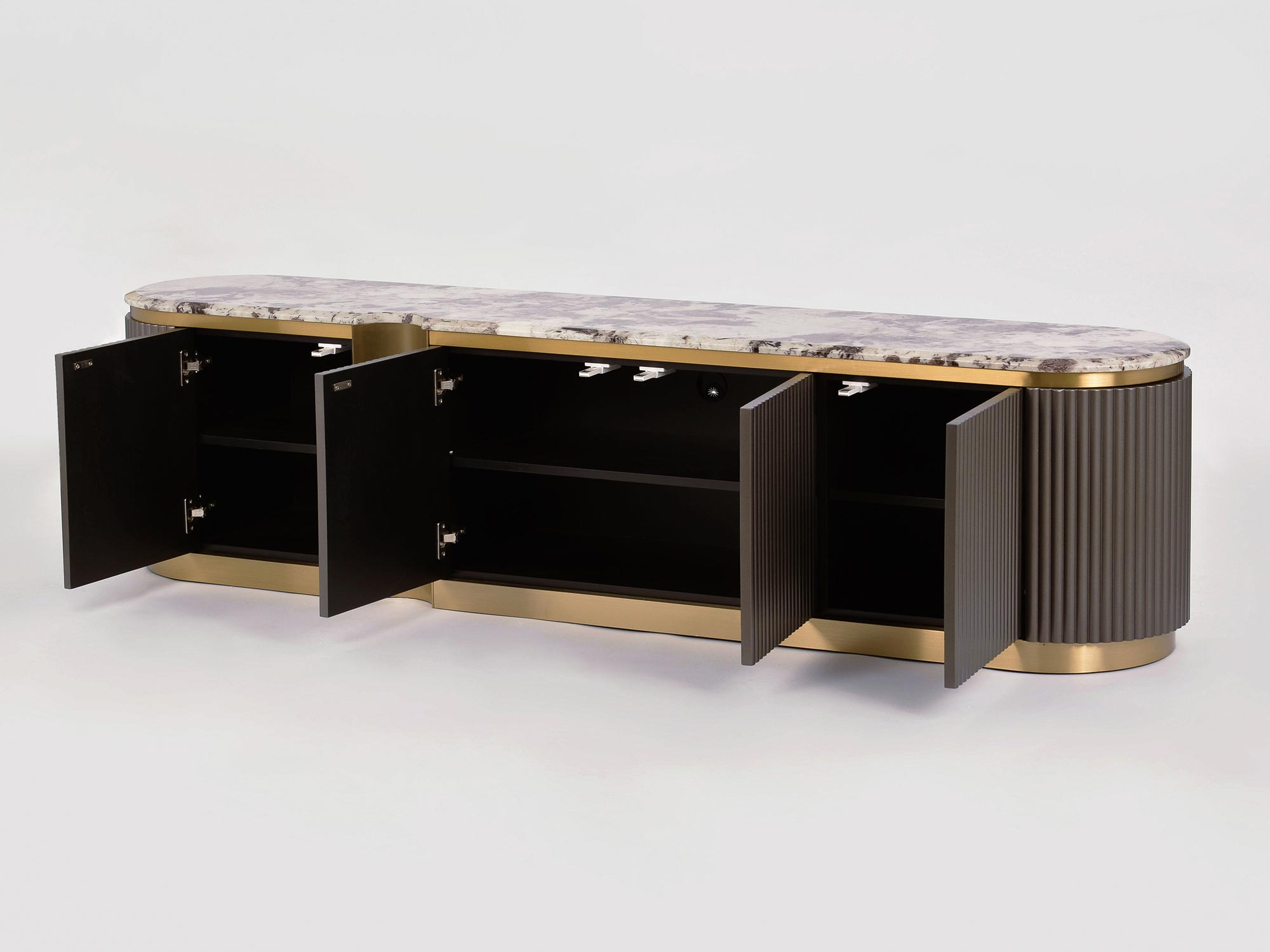 Nowoczesna komoda z marmurowym blatem w kolorze grafitowym