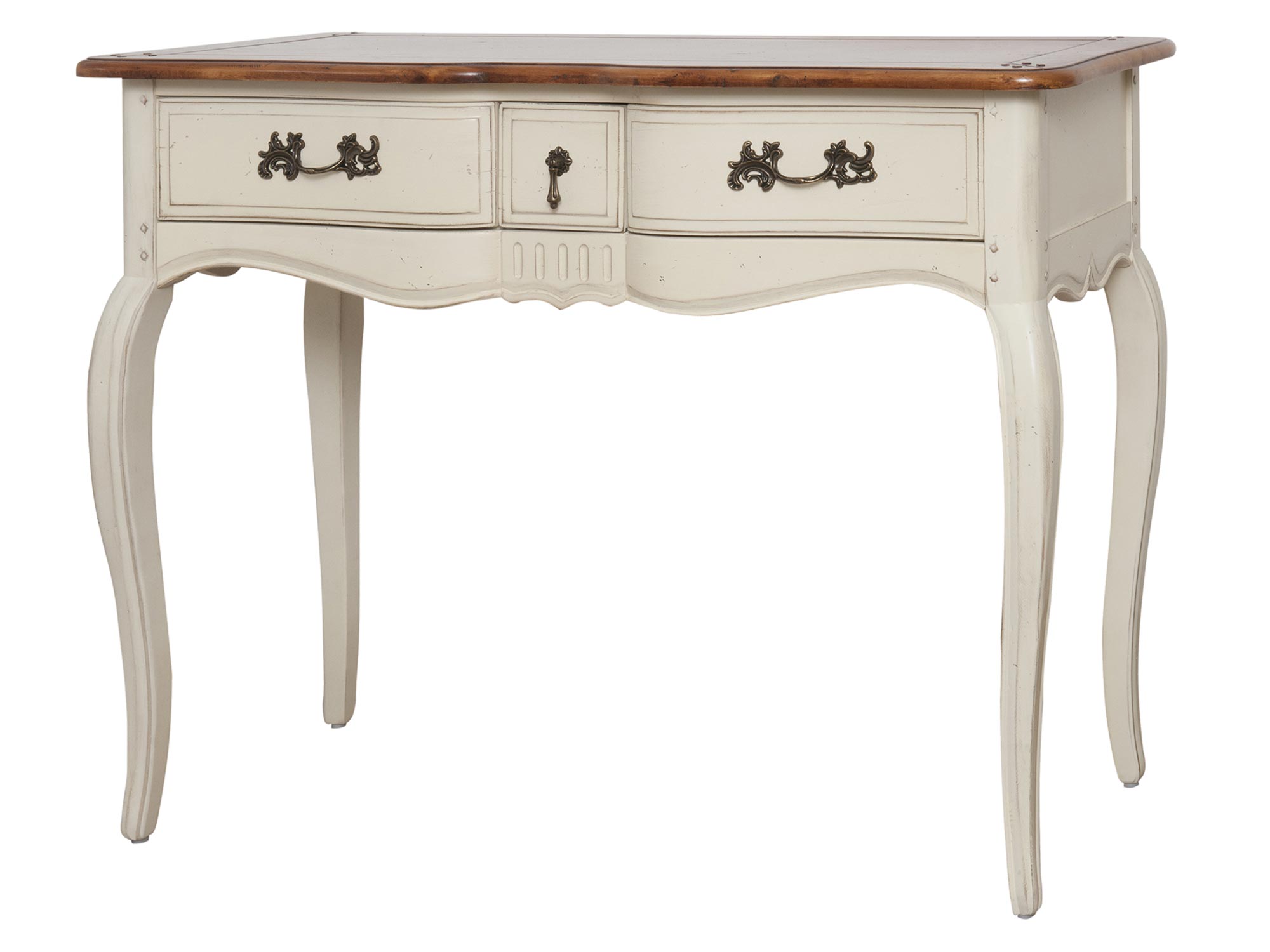 Drewniana konsola z dekoracyjnymi frontami w stylu prowansalskim kolor biały