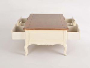 Miniatura 3 - Konferenční stolek francuski krémový s dřevěným deskou