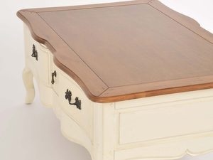 Miniatura 4 - Provensálská konferenční stolek se zásuvkami krémová ohýbané nožky perspektiva