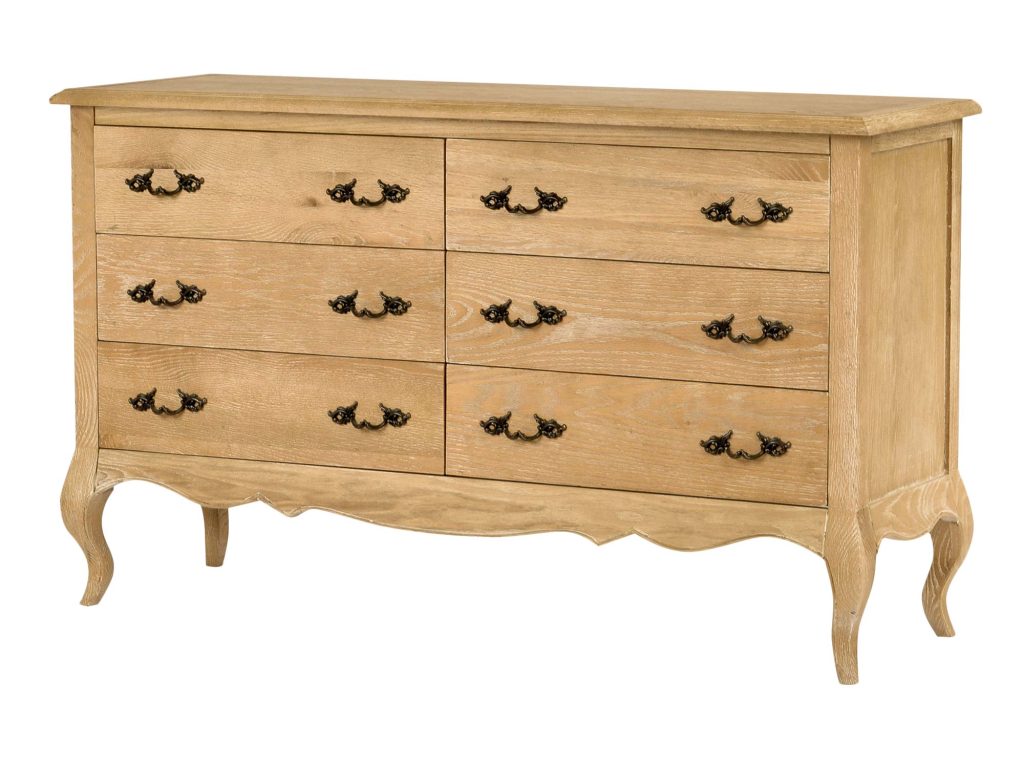 Komoda Drewniana z Giętymi Nógami i Metalowymi Uchwytem w Stylu Francuskim – Venezia Oak