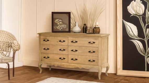 Miniaturka 17 - Komoda Drewniana z Giętymi Nógami i Metalowymi Uchwytem w Stylu Francuskim – Venezia Oak