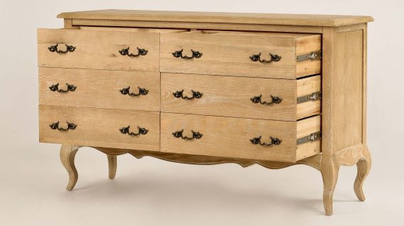 Miniaturka 1 - Komoda Drewniana z Giętymi Nógami i Metalowymi Uchwytem w Stylu Francuskim – Venezia Oak