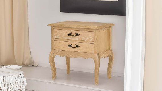 Miniaturka 18 - Szafka Nocna Francuska z Giętymi Nogami i Metalowymi Uchwytem – Venezia Oak