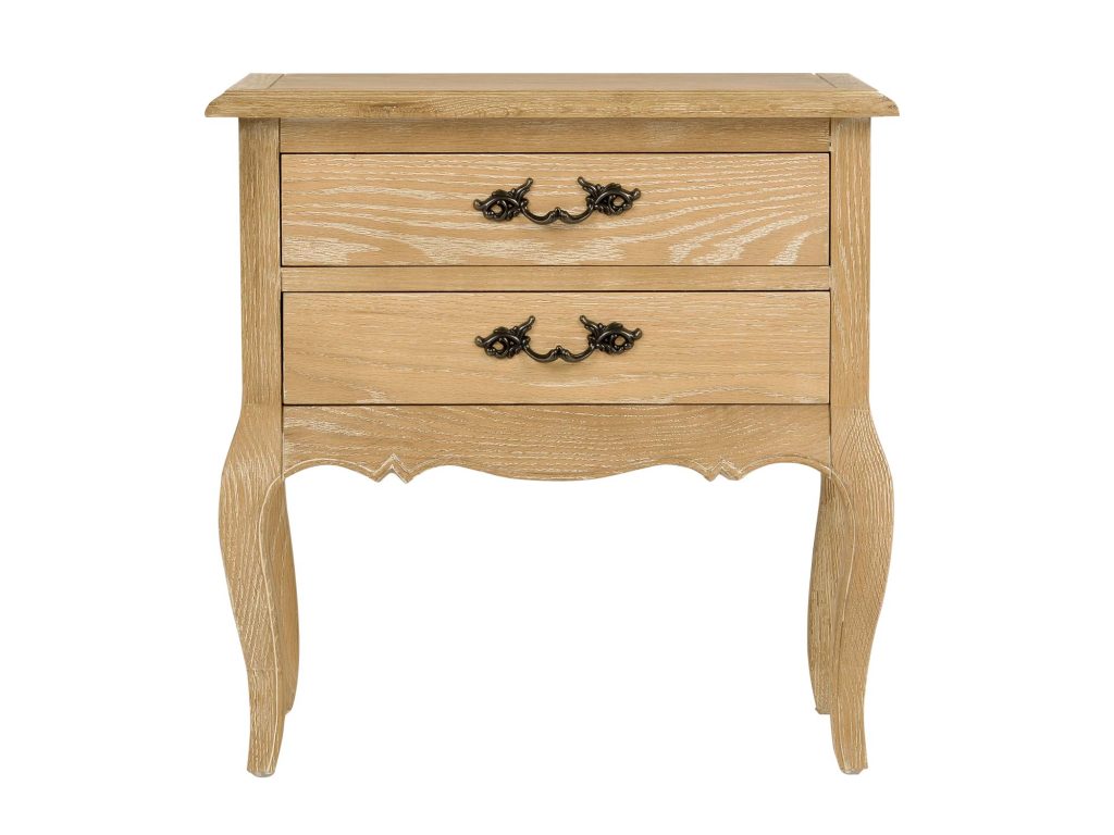 Szafka Nocna Francuska z Giętymi Nogami i Metalowymi Uchwytem – Venezia Oak