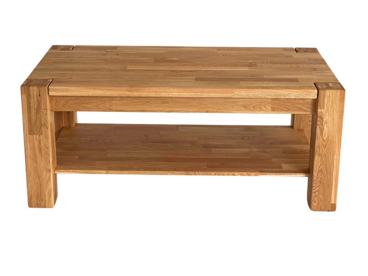 Klassischer Couchtisch Massivholz Weiß Eiche Taverno