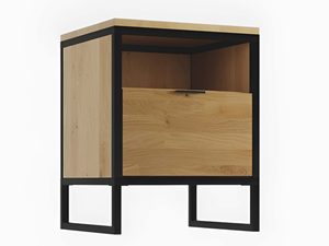 Miniatúra 4 - Nočný stolík dubový loft so zásuvkou a policou, kovový rám