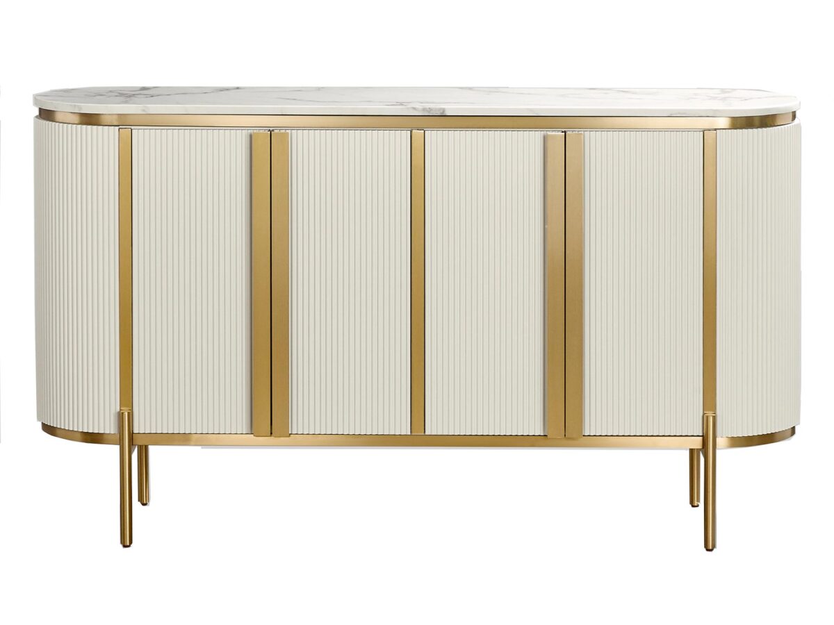Glamour-Kommode Ecruweiß mit Marmorplatte Eleganza