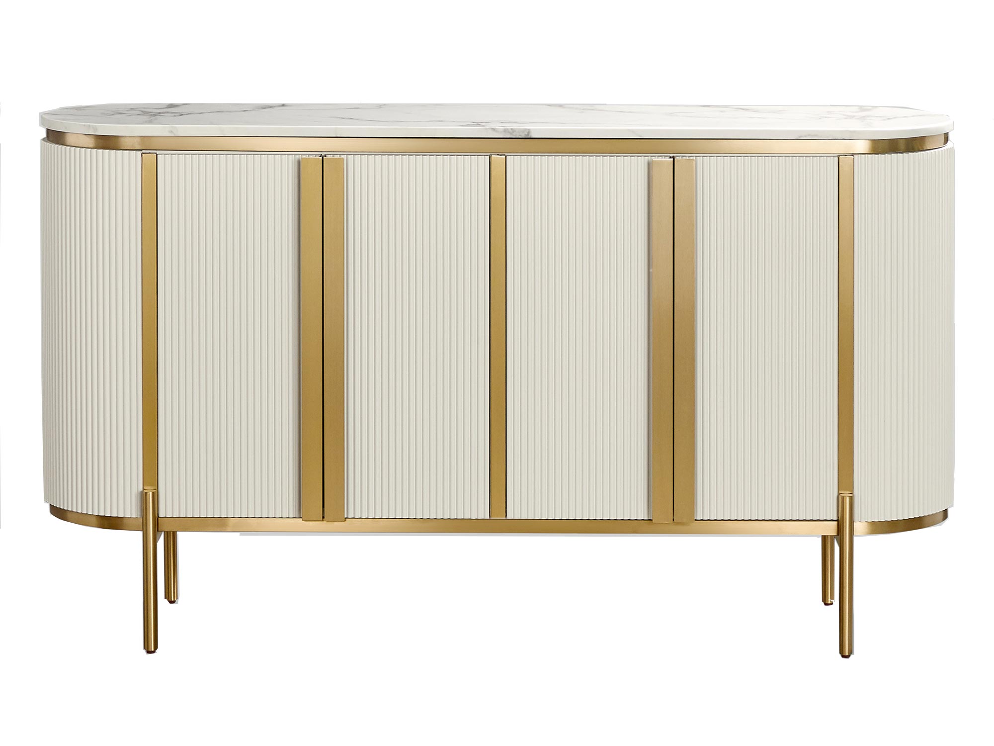 Komoda z ryflowanymi frontami i złotymi akcentami