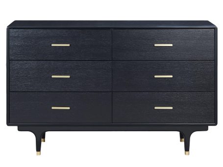 Designerska czarna komoda z minimalistycznym złotym uchwytem